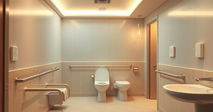 Alarme sonoro para banheiro deficiente garante seguran&ccedil;a e acessibilidade