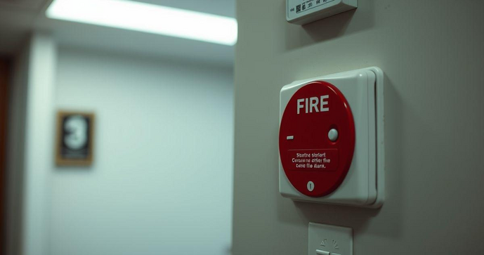 Bot&atilde;o de alarme de inc&ecirc;ndio como garantia de seguran&ccedil;a nos espa&ccedil;os